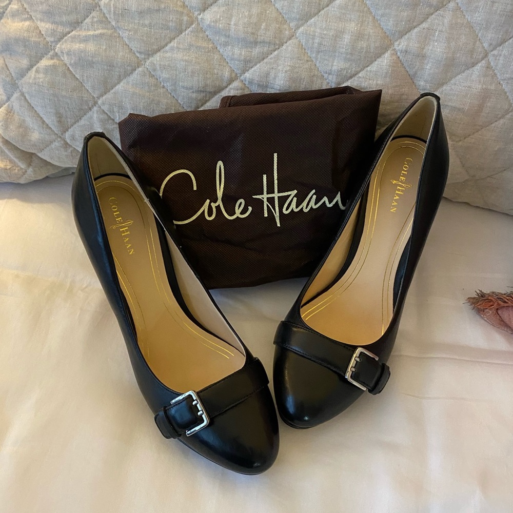 Cole Haan Nike Air Black Leather Pumps 8 1/2B EUC